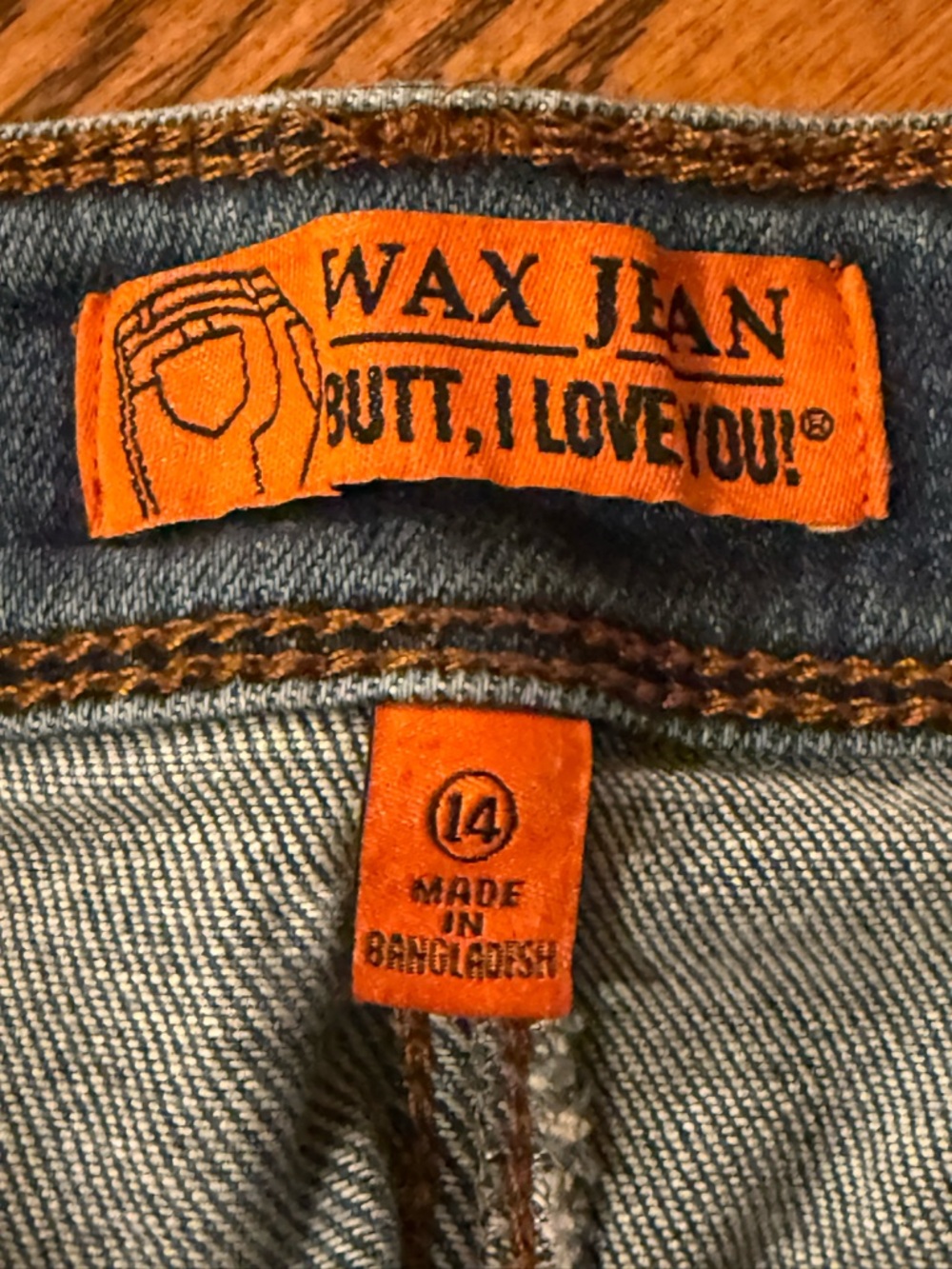 Wax Jean Size 14 High Rise Distressed Push Up Skinny Butt I Love You Jeans GUC - Picture 15 of 16